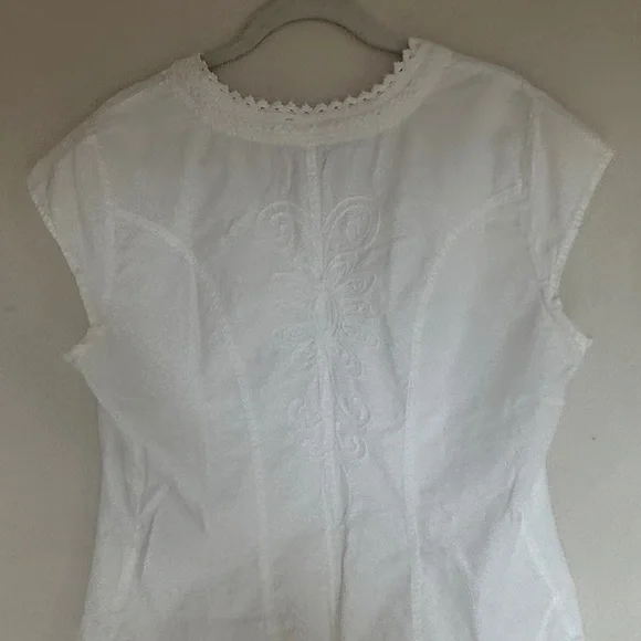 Soft Surroundings 100% Cotton Lace Trim Button-Up Top NEW with tags XL - Picture 4 of 5